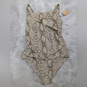 NWT Womens Kona SOL One Piece Snakeskin Print Swimsuit Swimwear Medium 8-10